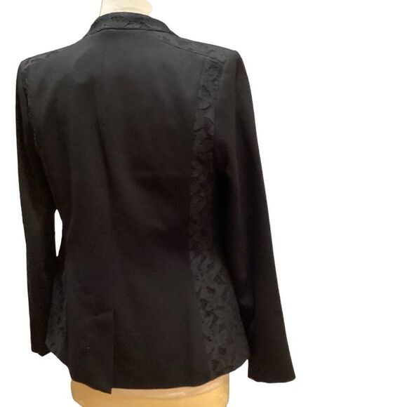 Rebecca Taylor Black Executive Lace Panel Blazer Sz 4 - Picture 5 of 16